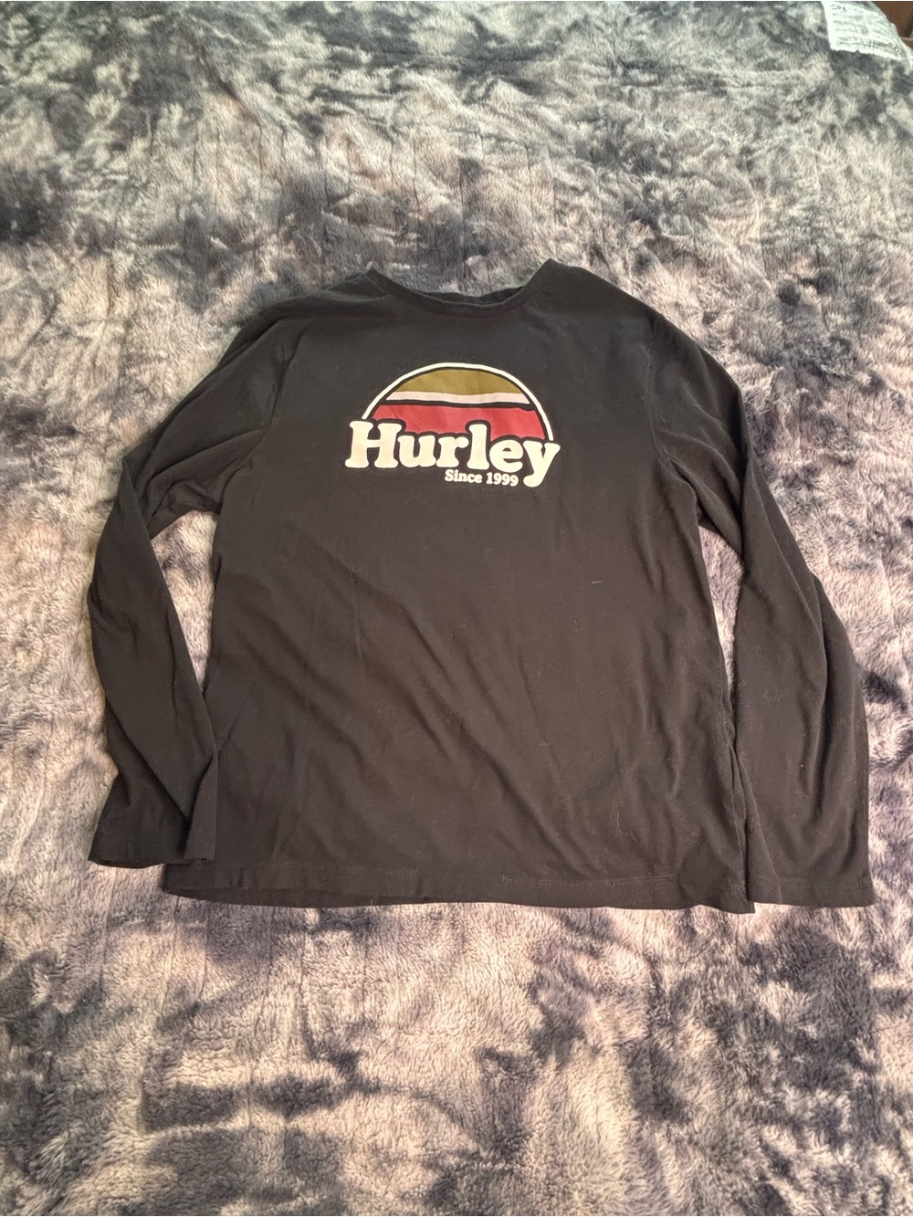 Hurley Black Long-Sleeve Tee with Retro Red & Gold Logo